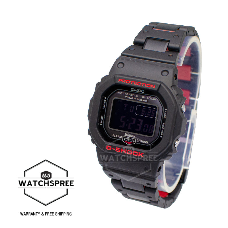 Casio G-Shock Bluetooth® Multi Band 6 Tough Solar Black Stainless Steel / Resin Composite Band Watch GWB5600HR-1D GW-B5600HR-1D GW-B5600HR-1 Watchspree
