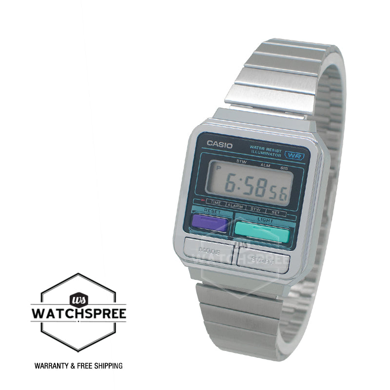 Casio Digital Vintage Stainless Steel Band Watch A120WE-1A
