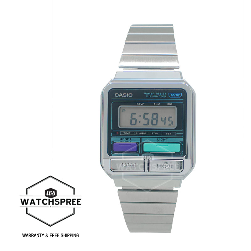 Casio Digital Vintage Stainless Steel Band Watch A120WE-1A