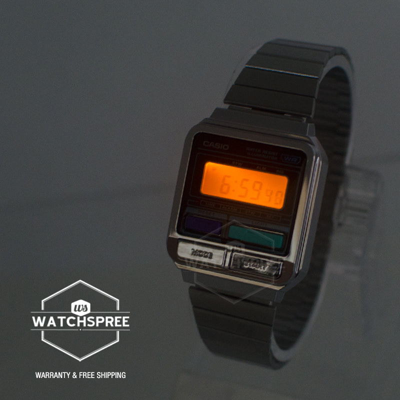 Casio Digital Vintage Stainless Steel Band Watch A120WE-1A