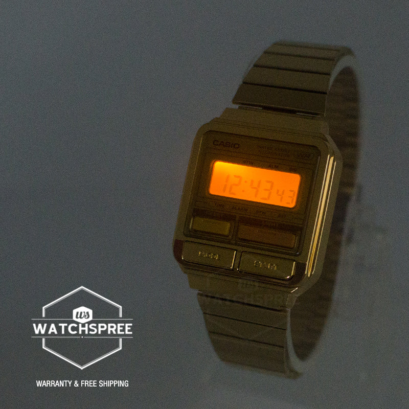 Casio Digital Vintage Gold Ion Plated Stainless Steel Band Watch A120WEG-9A