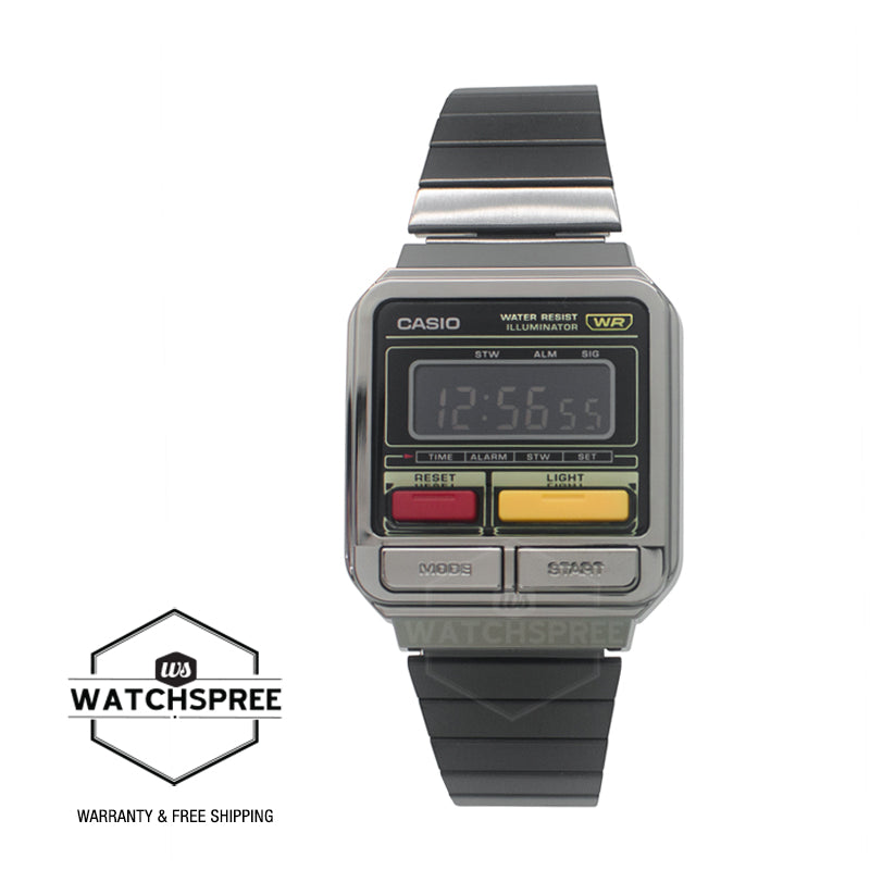 Casio Digital Vintage Grey Ion Plated Stainless Steel Band Watch A120WEGG-1B