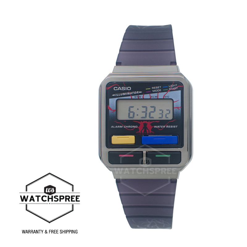 Casio Digital Vintage Style Stranger Things Collaboration Model Translucent Black Resin Band Watch A120WEST-1A