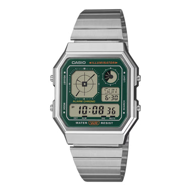 Casio Digital Vintage Style Stainless Steel Band Watch A130WE-3A