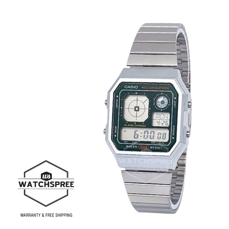 Casio Digital Vintage Style Stainless Steel Band Watch A130WE-3A