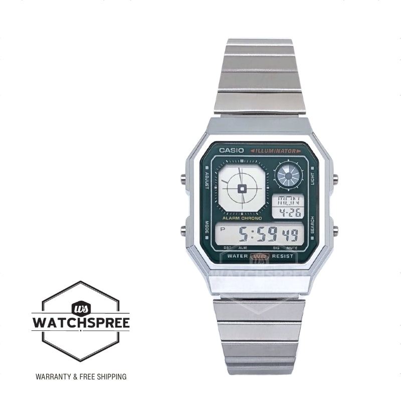 Casio Digital Vintage Style Stainless Steel Band Watch A130WE-3A
