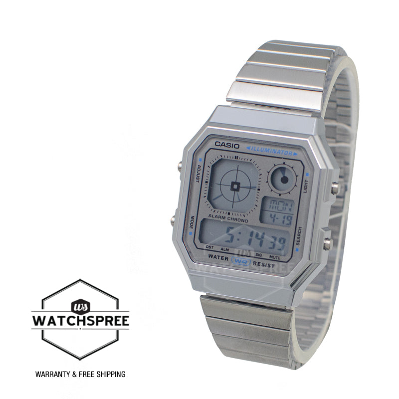 Casio Digital Vintage Stainless Steel Band Watch A130WE-7A