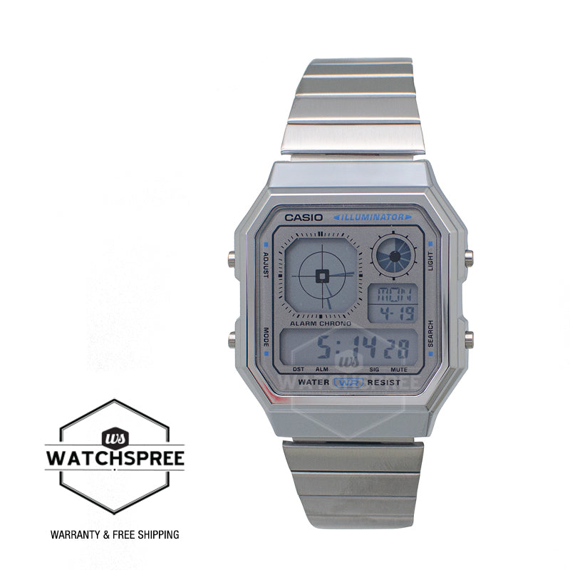 Casio Digital Vintage Stainless Steel Band Watch A130WE-7A