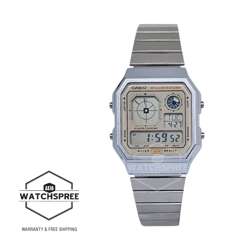 Casio Digital Vintage Style Stainless Steel Band Watch A130WE-9A