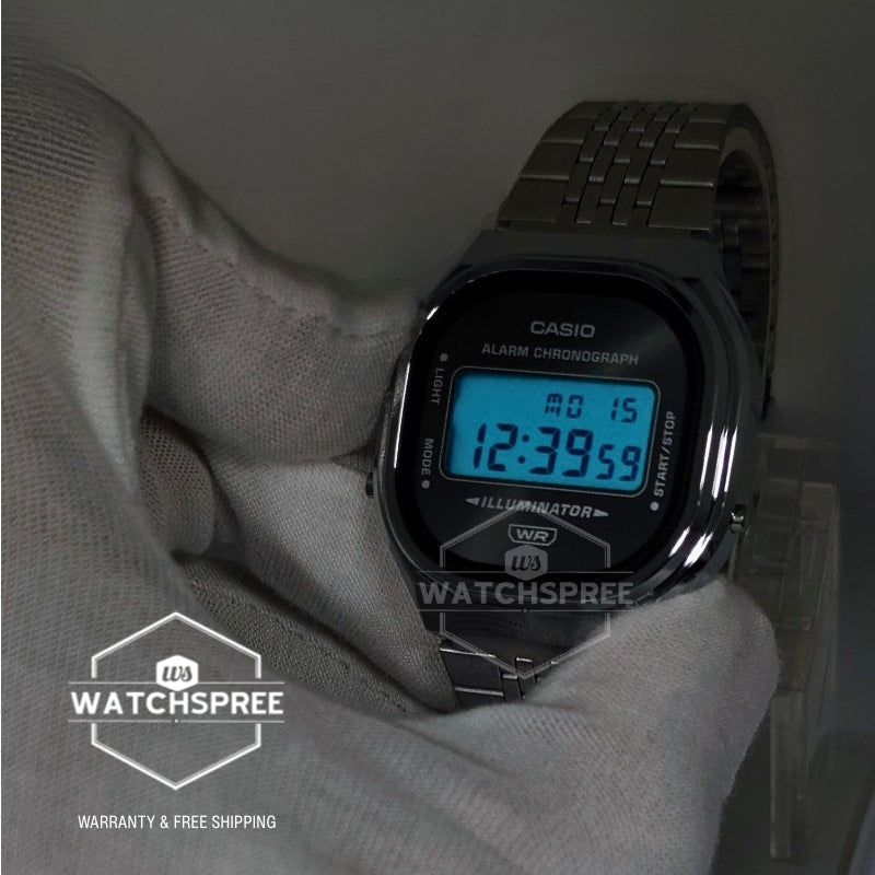Casio Digital Vintage Style Stainless Steel Band Watch A140WE-8A