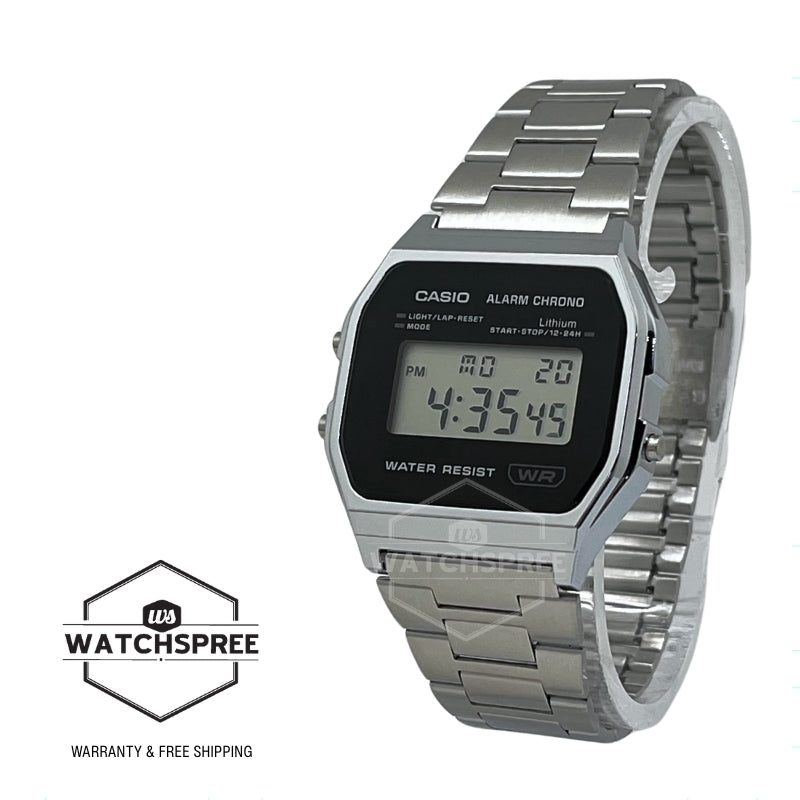Casio Digital Vintage Style Stainless Steel Band Watch A158WEA-1D A158WEA-1