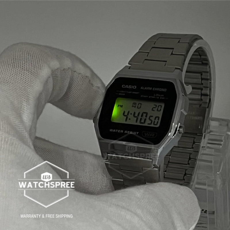 Casio Digital Vintage Style Stainless Steel Band Watch A158WEA-1D A158WEA-1