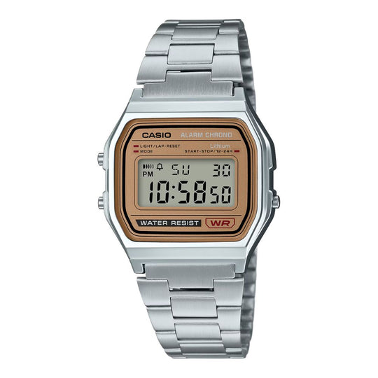 Casio Digital Vintage Style Stainless Steel Band Watch A158WEA-9D A158WEA-9