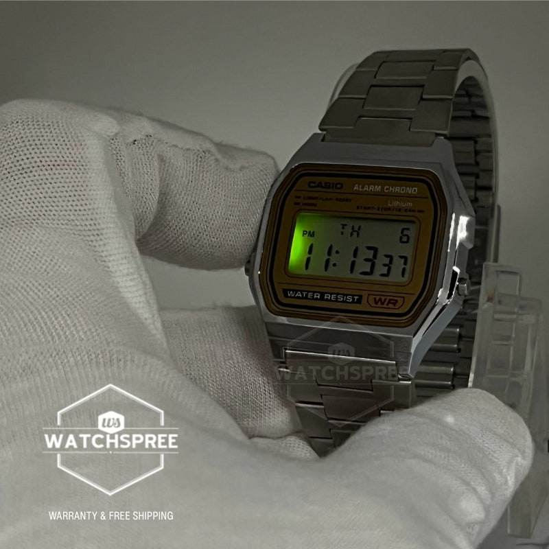 Casio Digital Vintage Style Stainless Steel Band Watch A158WEA-9D A158WEA-9