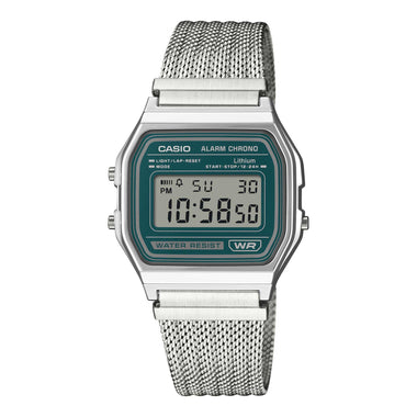 Casio Digital Vintage Style Stainless Steel Mesh Band Watch A158WEM-3D A158WEM-3