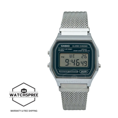Casio Digital Vintage Style Stainless Steel Mesh Band Watch A158WEM-3D A158WEM-3