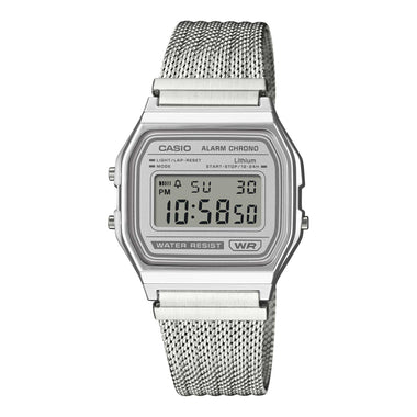 Casio Digital Vintage Style Stainless Steel Mesh Band Watch A158WEM-7D A158WEM-7