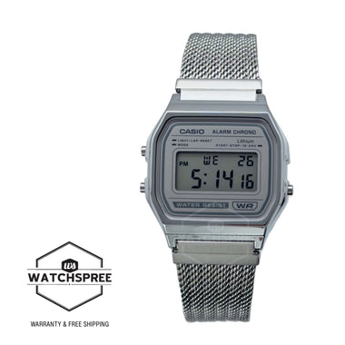 Casio Digital Vintage Style Stainless Steel Mesh Band Watch A158WEM-7D A158WEM-7