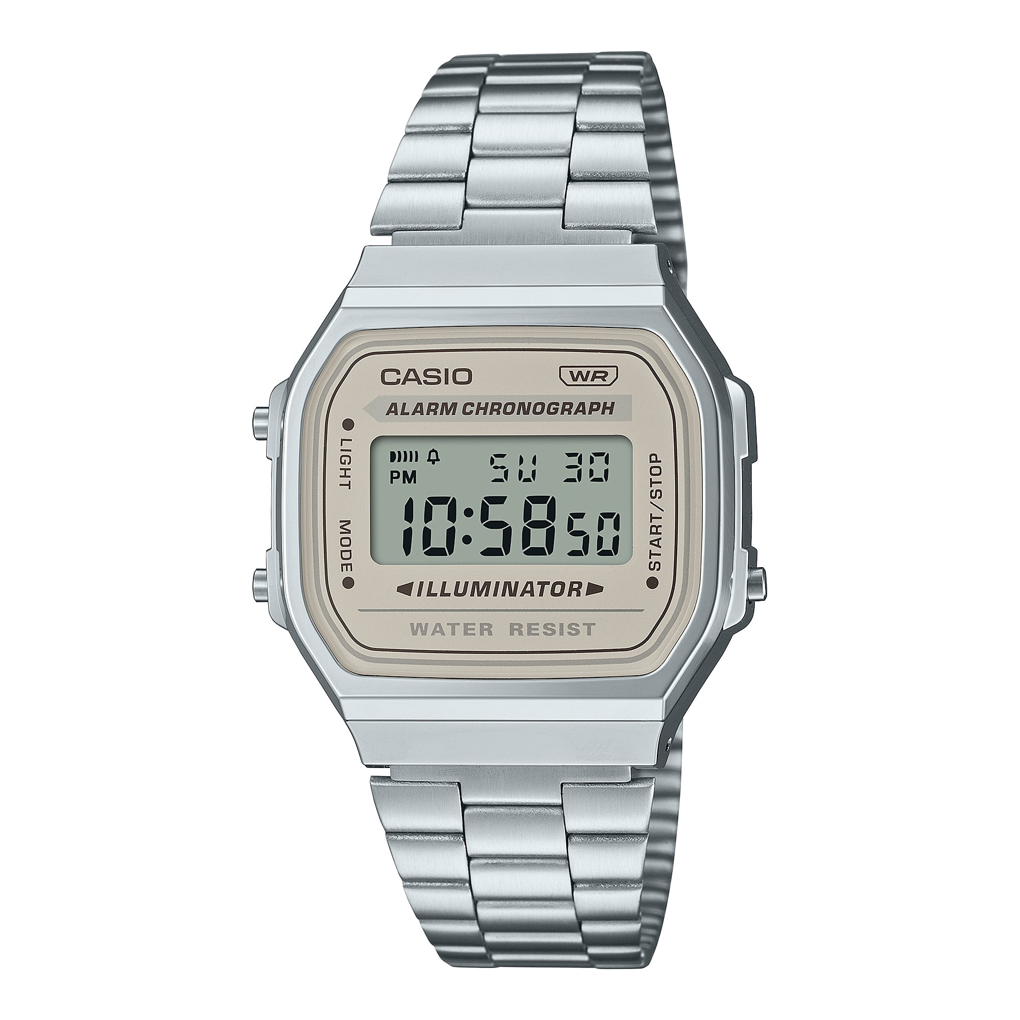 Casio Digital Vintage Stainless Steel Band Watch A168WA-8A
