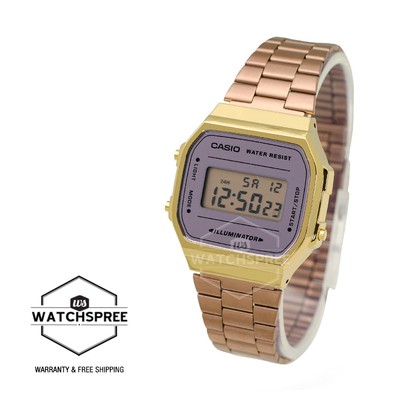 Casio Vintage Standard Digital Rose Gold Ion Plated Band Watch A168WECM-5D A168WECM-5