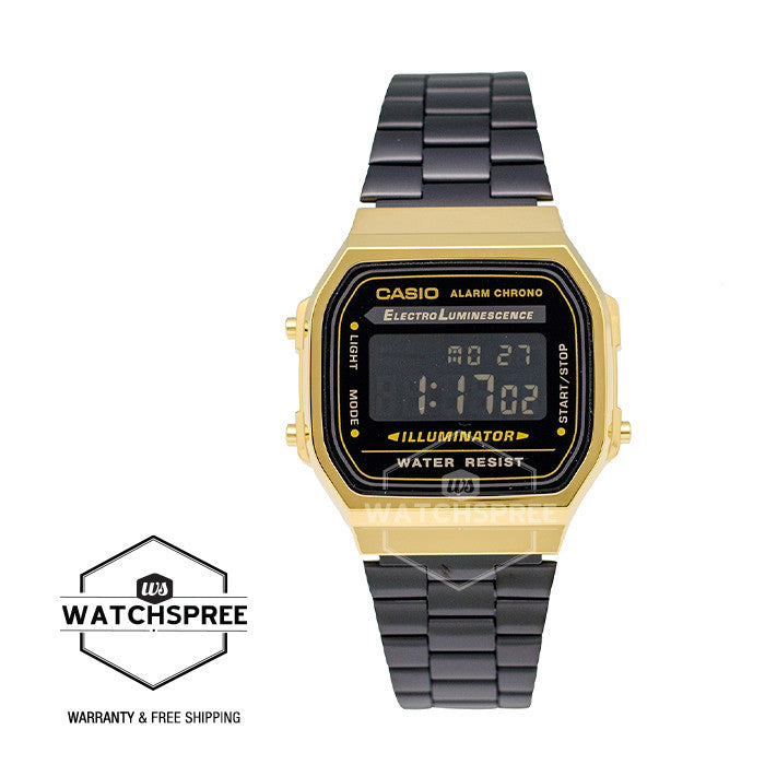 Casio Standard Digital Black Stainless Steel Band Watch A168WEGB-1B