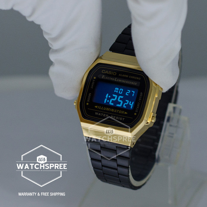 Casio Standard Digital Black Stainless Steel Band Watch A168WEGB-1B