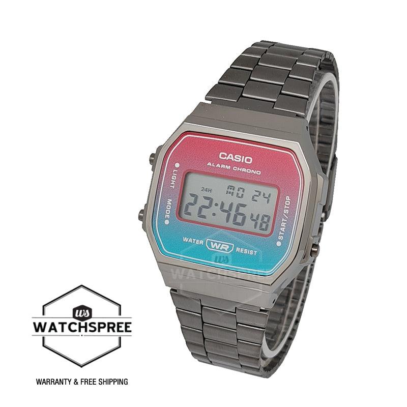 Casio Vintage Style Digital Grey Ion Plated Stainless Steel Band Watch A168WERB-2A