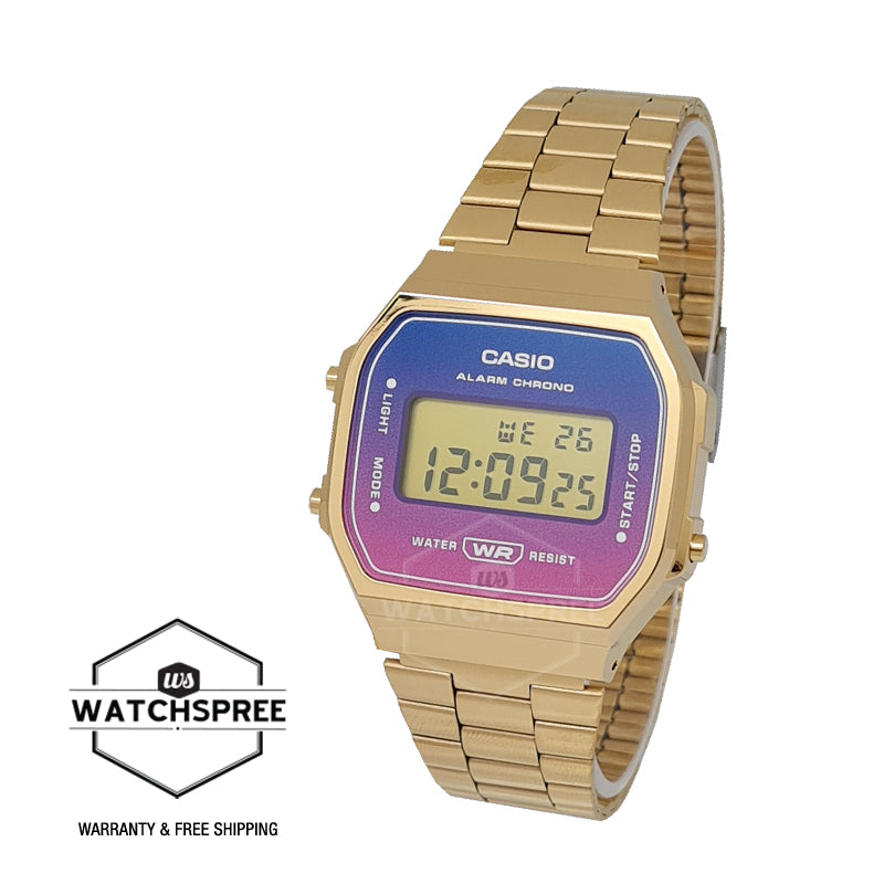 Casio Vintage Style Digital Gold Ion Plated Stainless Steel Band Watch A168WERG-2A