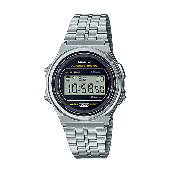 Casio Vintage Style Digital Stainless Steel Band Watch A171WE-1A