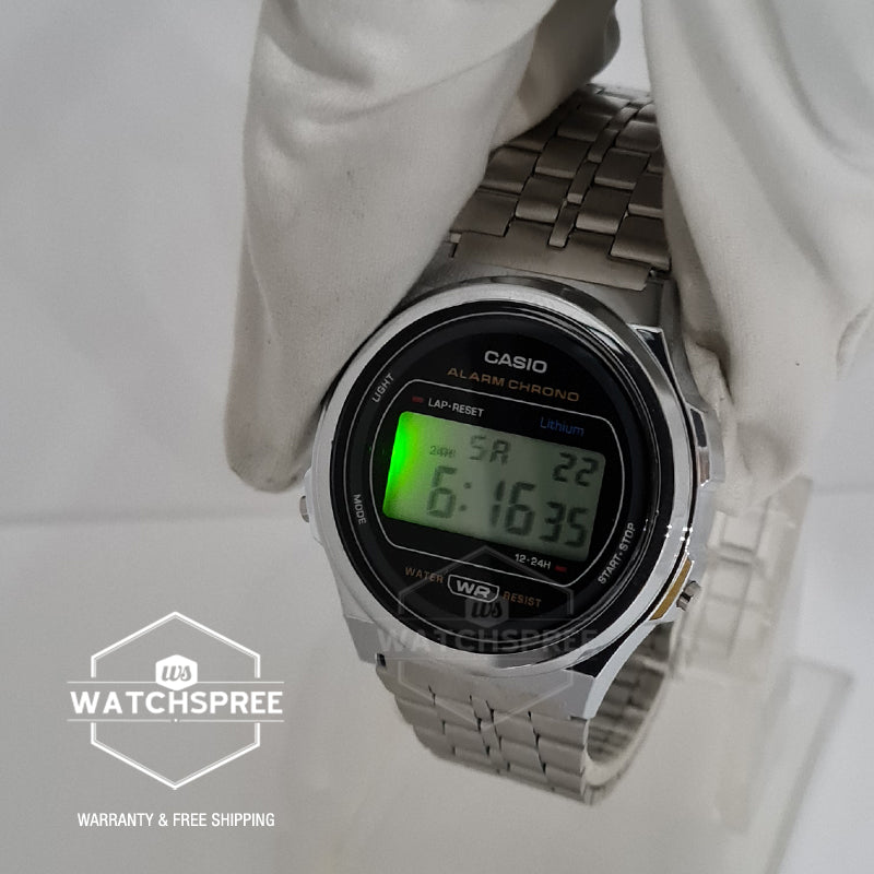 Casio Vintage Style Digital Stainless Steel Band Watch A171WE-1A