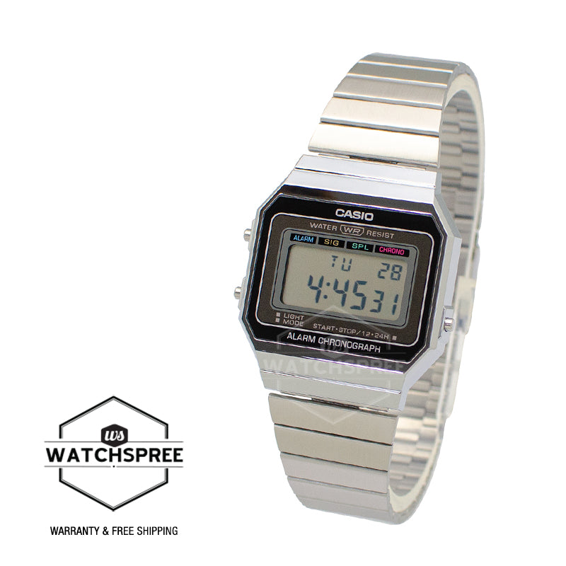 Casio Vintage Standard Digital Silver Stainless Steel Band Watch A700W-1A