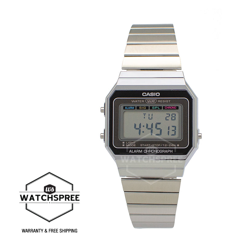 Casio Vintage Standard Digital Silver Stainless Steel Band Watch A700W-1A