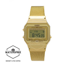 Load image into Gallery viewer, Casio Vintage Standard Digital Gold Ion Plated Stainless Steel Mesh Band Watch A700WMG-9A

