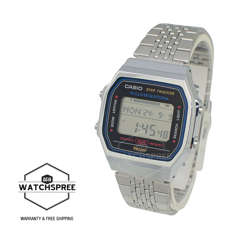 Casio Digital Vintage Style Bluetooth Step Tracker Stainless Steel Band Watch ABL100WE-1A ABL-100WE-1A
