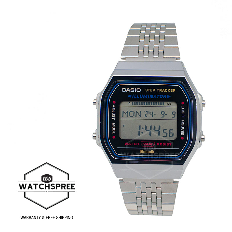 Casio Digital Vintage Style Bluetooth Step Tracker Stainless Steel Band Watch ABL100WE-1A ABL-100WE-1A