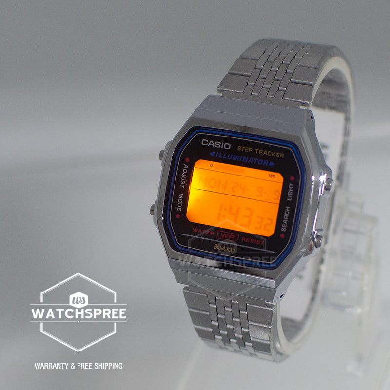 Casio Digital Vintage Style Bluetooth Step Tracker Stainless Steel Band Watch ABL100WE-1A ABL-100WE-1A