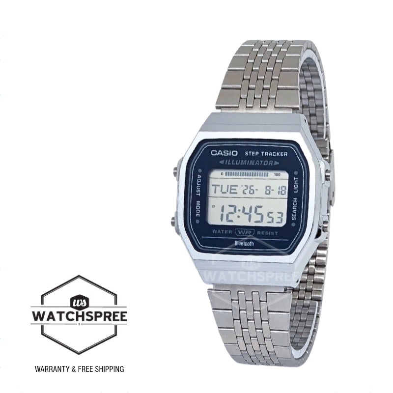Casio Digital Vintage Style Bluetooth¶¸ Step Tracker Stainless Steel Band Watch ABL100WE-2A ABL-100WE-2A