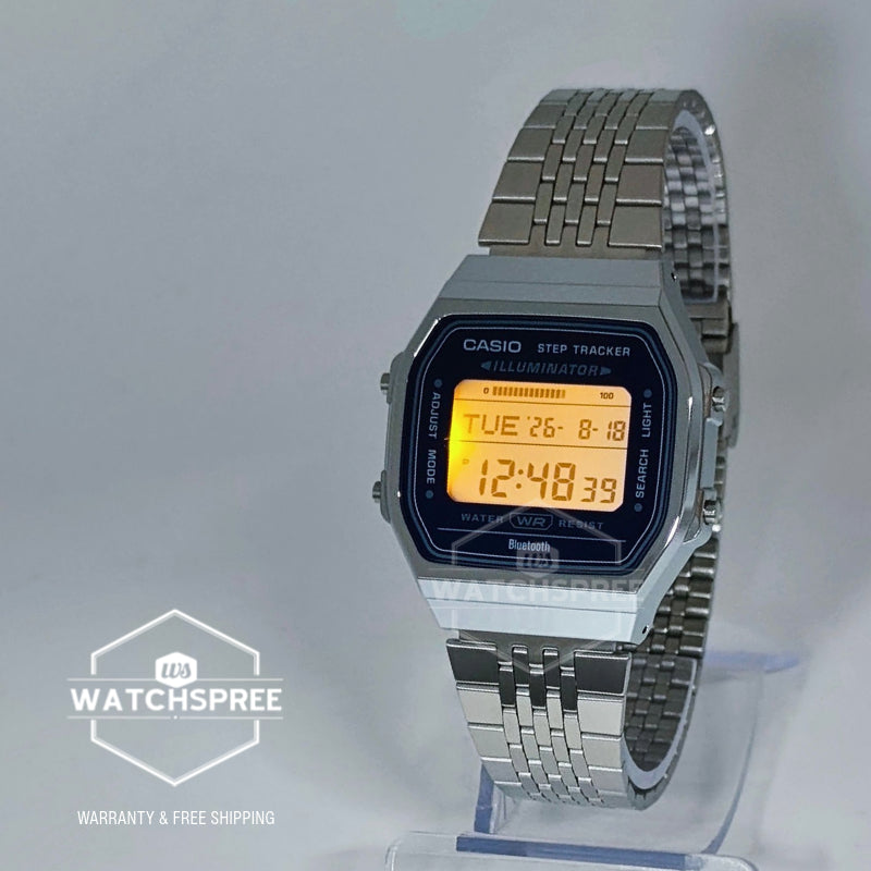 Casio Digital Vintage Style Bluetooth¶¸ Step Tracker Stainless Steel Band Watch ABL100WE-2A ABL-100WE-2A
