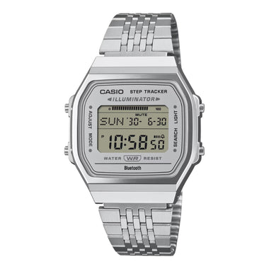 Casio Digital Vintage Style Bluetooth© Step Tracker Stainless Steel Band Watch ABL100WE-7A ABL-100WE-7A