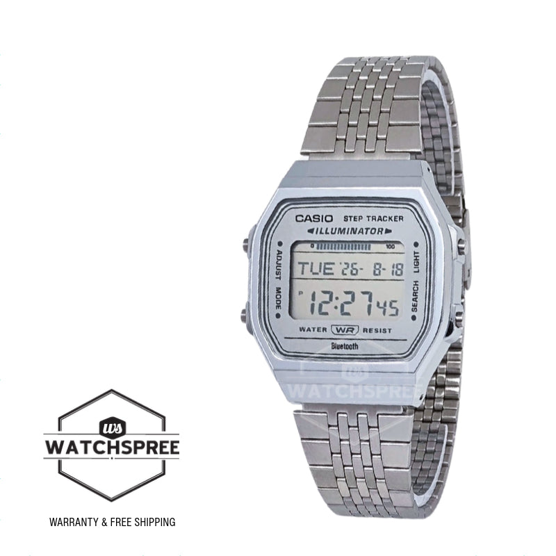 Casio Digital Vintage Style Bluetooth¶¸ Step Tracker Stainless Steel Band Watch ABL100WE-7A ABL-100WE-7A