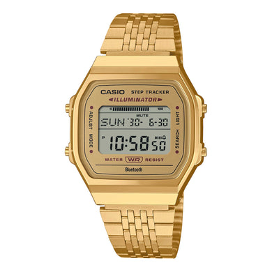Casio Digital Vintage Style Bluetooth¶¸ Step Tracker Gold Ion Plated Stainless Steel Band Watch ABL100WEG-9A ABL-100WEG-9A