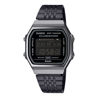 Casio Digital Vintage Style Bluetooth¶¸ Step Tracker Black Ion Plated Stainless Steel Band Watch ABL100WEGG-1B ABL-100WEGG-1B