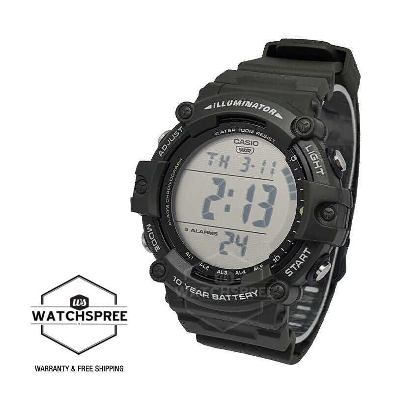 Casio Digital Military Green Resin Band Watch AE1500WHX-3A AE-1500WHX-3A