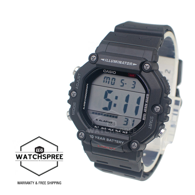 Casio Digital Dual Time Black Resin Band Watch AE1600H-1A AE-1600H-1A