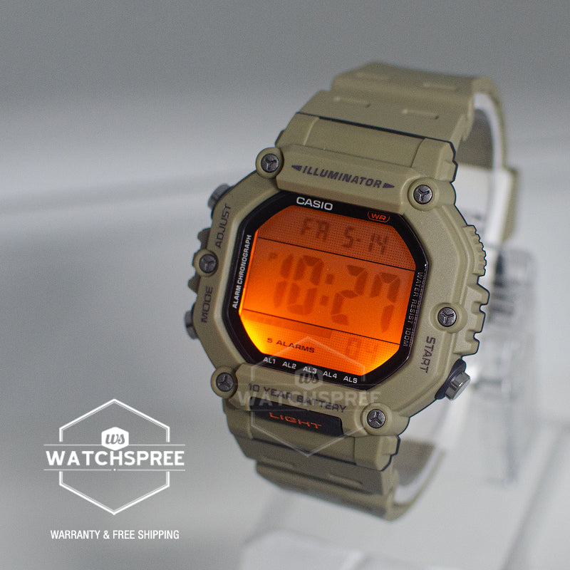 Casio Digital Dual Time Khaki Resin Band Watch AE1600H-5A AE-1600H-5A