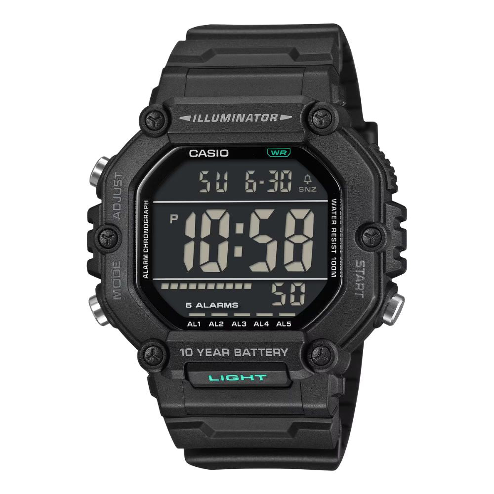 Casio Digital Dual Time Black Resin Band Watch AE1600HX-1B AE-1600HX-1B