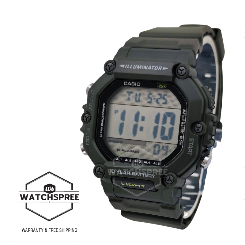 Casio Digital Dual Time Green Resin Band Watch AE1600HX-3A AE-1600HX-3A