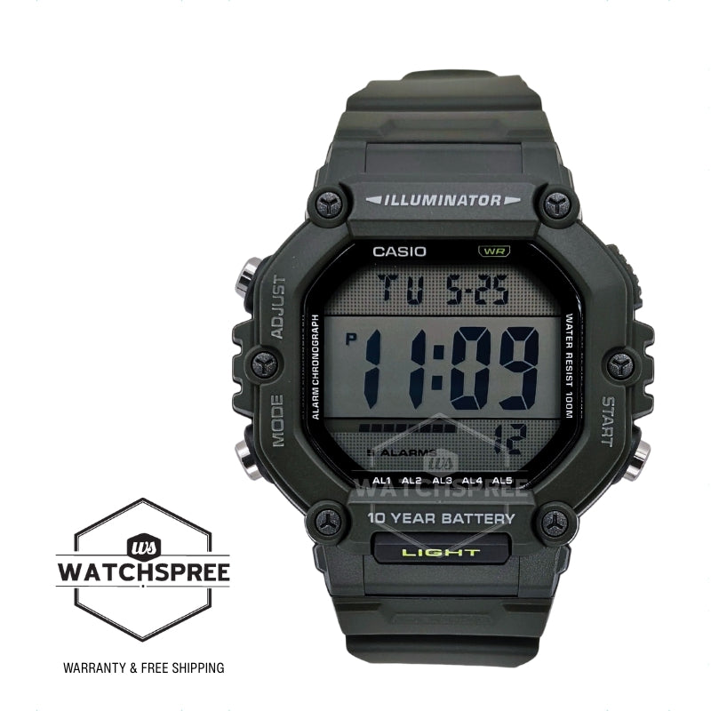 Casio Digital Dual Time Green Resin Band Watch AE1600HX-3A AE-1600HX-3A