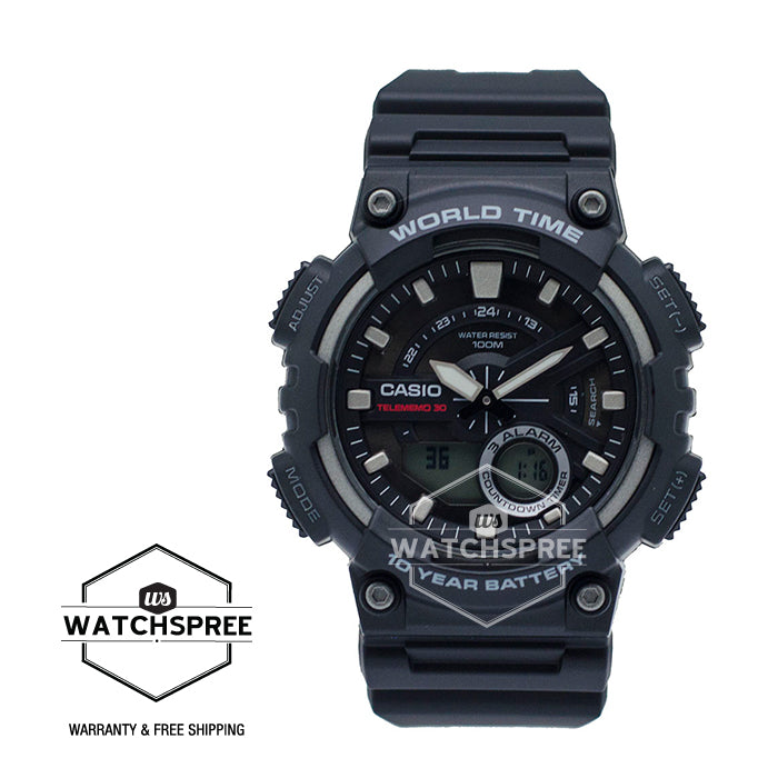 Casio Men's Standard Analog Digital Black Resin Band Watch AEQ110W-1A AE-Q110W-1A