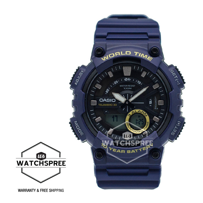 Casio Men's Standard Analog Digital Navy Blue Resin Band Watch AEQ110W-2A AE-Q110W-2A